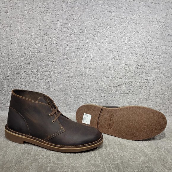 Clarks Bushacre 2 Beeswax Men's Size US 9.5 M Brown Leather lace Up Chukka Boots - Picture 1 of 11